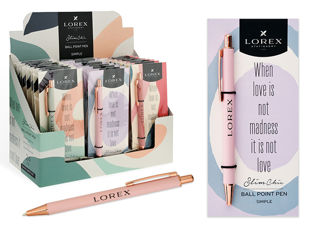 Ручка шариковая автоматическая LOREX "SIMPLE Slim Chic" 0,7 мм. синяя, в ассортименте, в подар. блистер