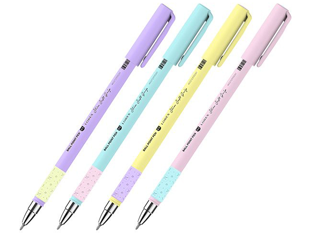 Ручка шариковая масляная LOREX "SLIM SOFT" 0,5 мм, корпус прорезиненный цветной, синяя