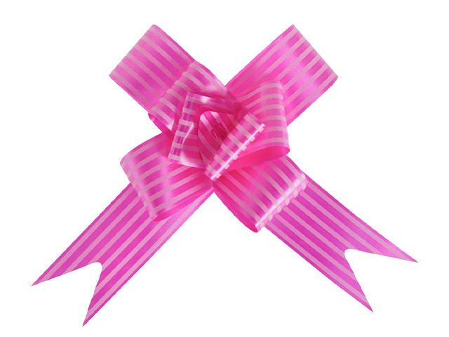 Бант оформительский "Бабочка №3" с принтом полоски, розовый, 10 шт в упаковке