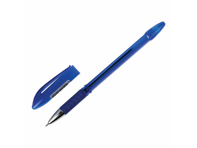 Ручка шариковая масляная STAFF "Manager OBP-10", СИНЯЯ, узел 0,7 мм, линия письма 0,35 мм, грип, 143743