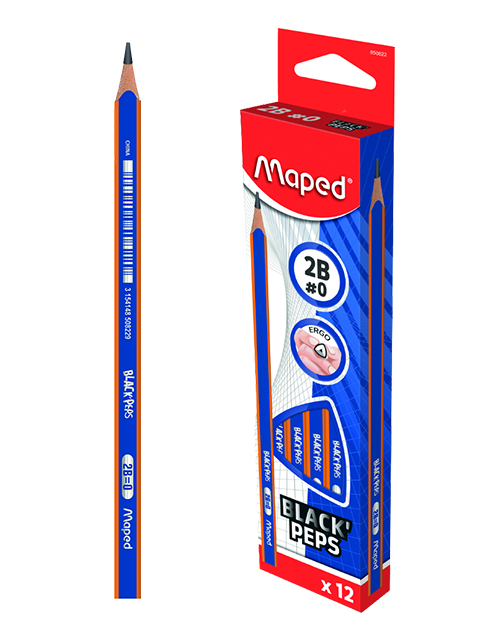 Карандаш чернографитный Maped "Black Pep's Navy" 2В, пластиковый, трехгранный