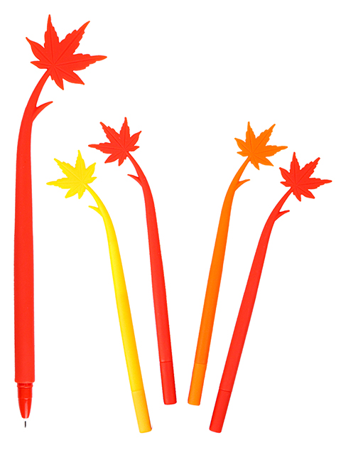 Ручка гелевая PROFIT "Кленовый лист" 0,5 мм, корпус цветной силиконовый, синяя 