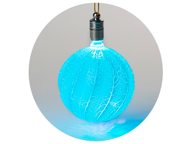 Игрушка световая LED "Елочный фонарик узоры краской" 5 см на батарейках, голубой