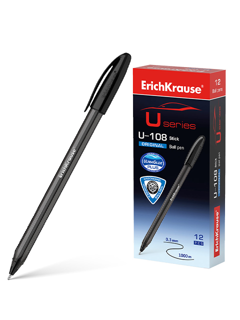 Ручка шариковая Erich Krause "U-108 Original Stick" 1,0 мм, корпус тонированный, черная