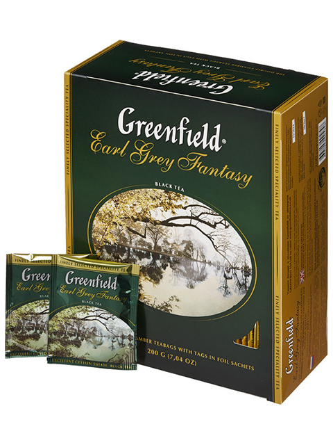 Чай Greenfield черный с бергамотом в пакетиках с ярлыками 2 г 100 штук Earl Grey Fantasy