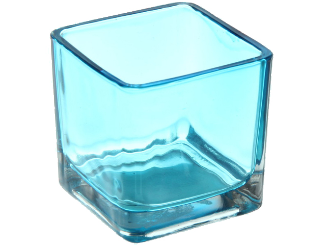 Подсвечник "Oasis-Cube" 6х6см стекло голубой