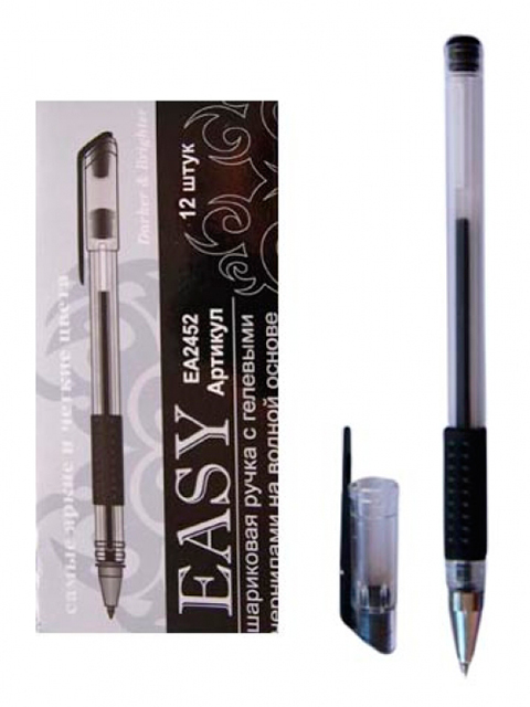 Ручка гелевая EASY "Everyday" 0,7 мм, резиновый держатель, черная