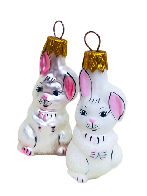 Елочное украшение фигурка "Малыш крольчонок 1 (Символ года)" 7,5см, стекло, в подарочной упаковке