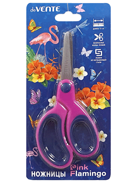Ножницы deVENTE "Pink Flamingo" 13cм, пластиковые ручки