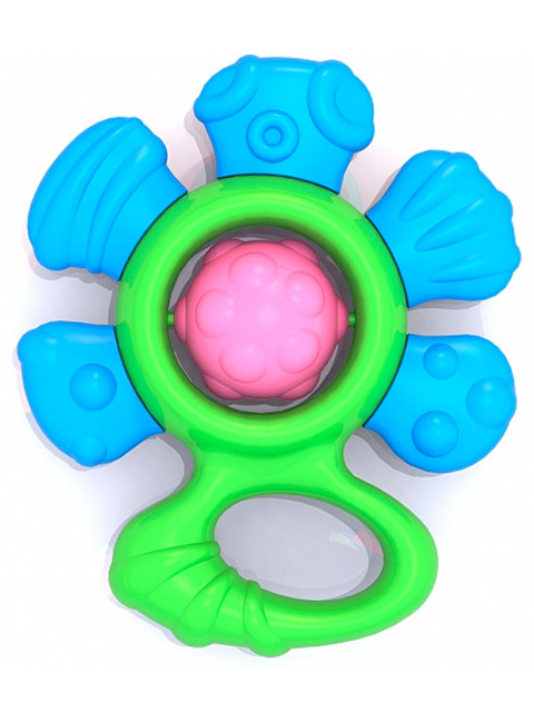 Погремушка "Цветочек" сине-зеленый, пластмассовая