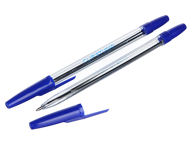 Ручка шариковая "ClipStudio" 0,7 мм, прозрачный корпус, синяя