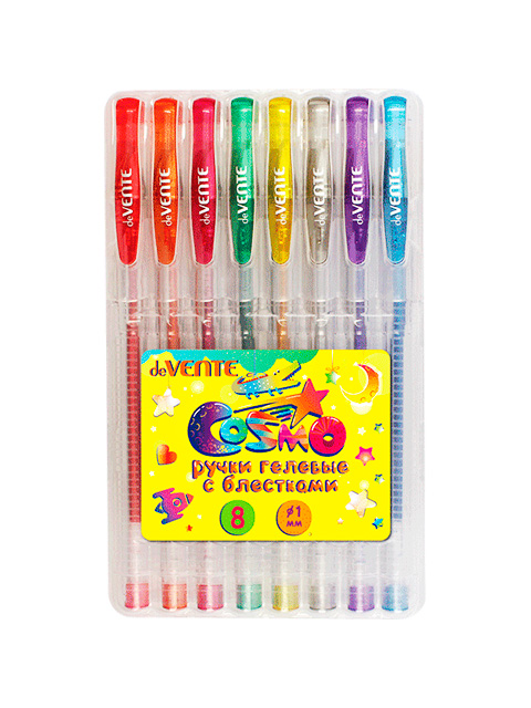 Набор гелевых ручек deVENTE "Cosmo Glitter" 8 цветов, 1 мм, с блестками