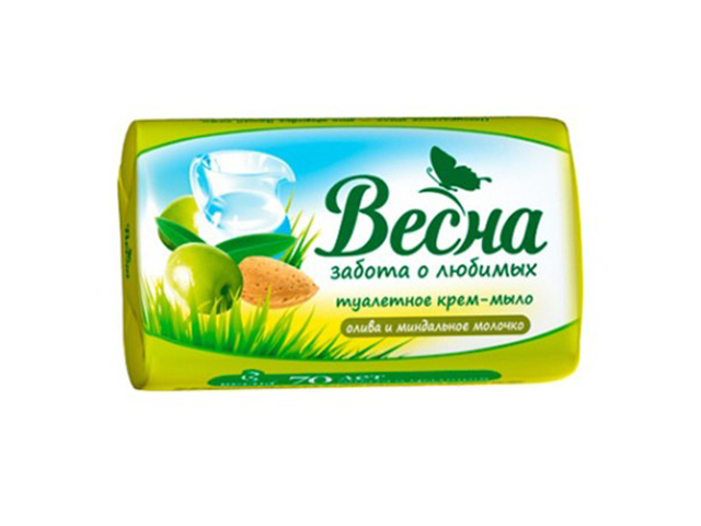 Мыло-крем туалетное Весна "Олива и миндальное молочко", 90г