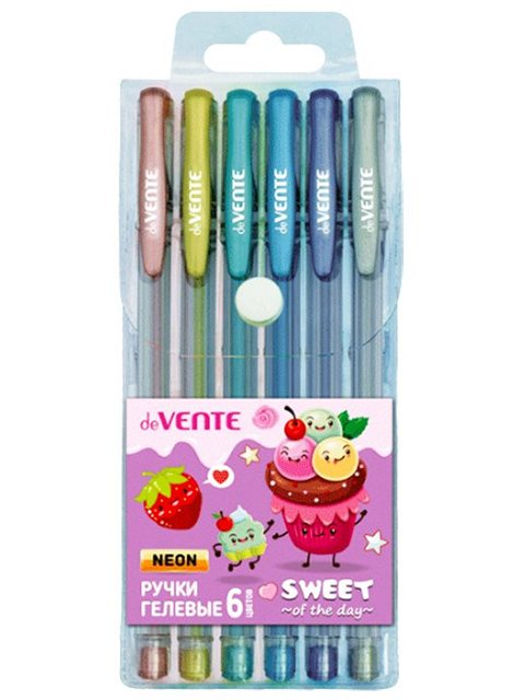 Набор гелевых ручек deVENTE "Sweet" 6 цветов, неон, в ПВХ упаковке