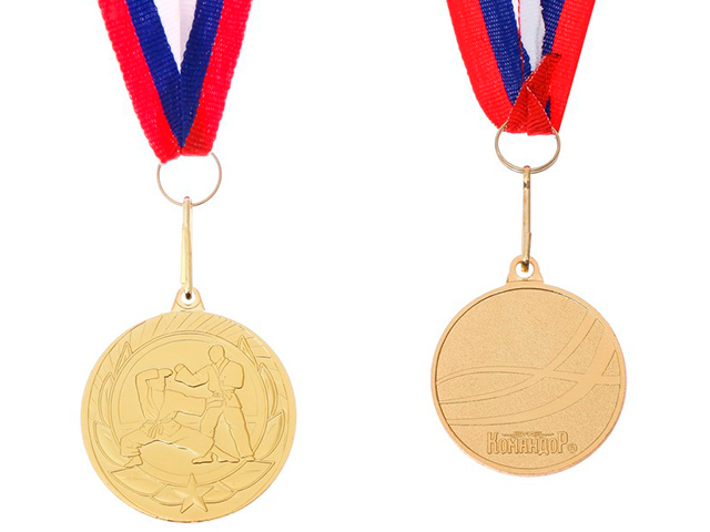 Медаль тематическая "Карате" 190 (4 см), металлическая, на ленте, золото