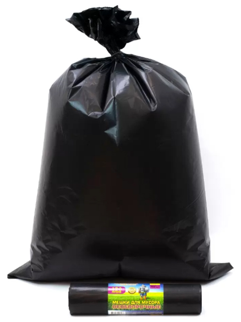 Мешок для мусора 120л. 10шт. "Добрыня" 70х110см, 100мкм, для тяжелого и крупногабаритного муссора, черный