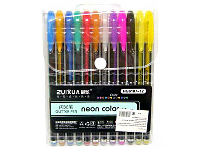 Набор гелевых ручек "Neon Color" 12 цветов, 1 мм, с перламутром, в ПВХ упаковке