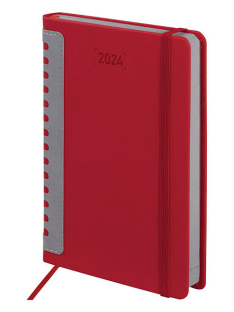 Ежедневник датированный А5 168 листов Brauberg "Original 2024", под кожу, бордо/серый