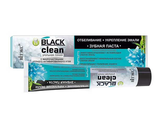 Зубная паста Витэкс BLACK CLEAN "Отбеливание+укрепление эмали", 85г