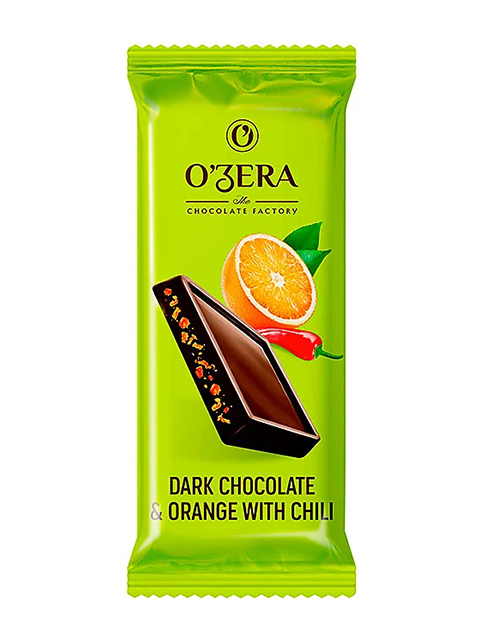 Шоколад "O`ZERA. Dark & Orange with chili" 24 г, темный
