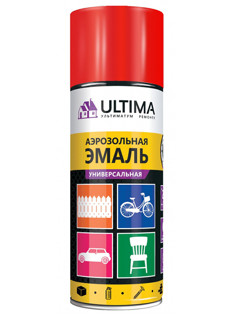 Эмаль универсальная"ULTIMA" RAL3020, красный, 520мл., аэрозоль