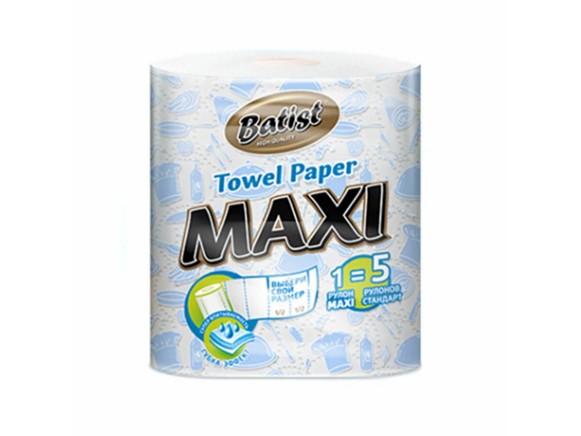 Полотенца бумажные "Batist" MAXI, 1рулон, 2-х слоя, белые