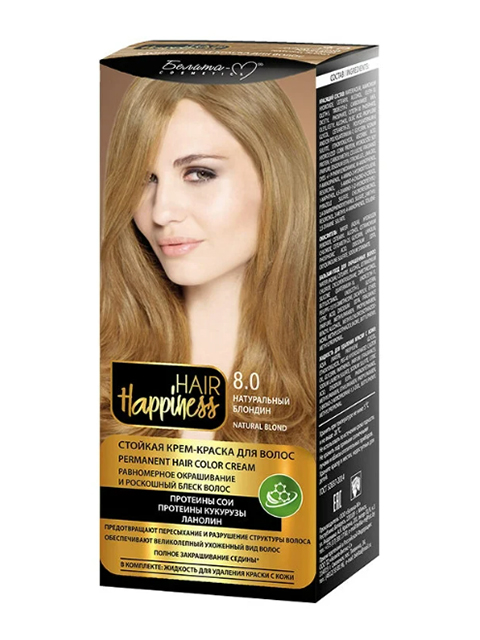 Крем-краска для волос HAIR Happiness 8 натуральный блондин