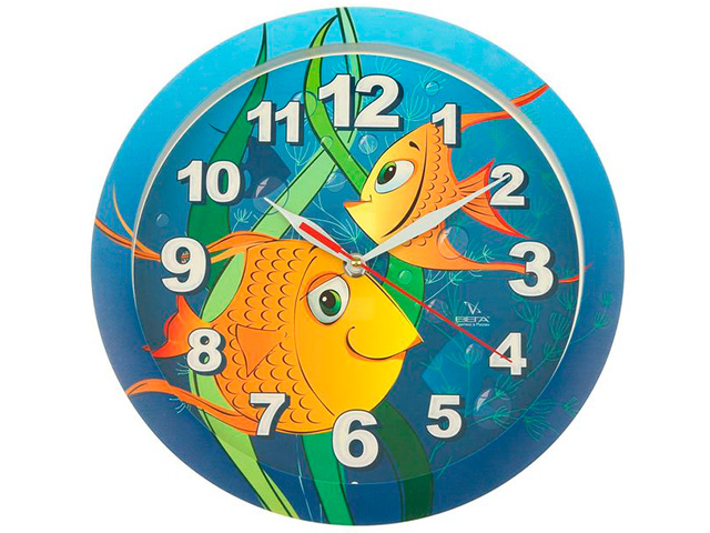 Часы настенные пластиковые П1-311/7-311 Рыбки