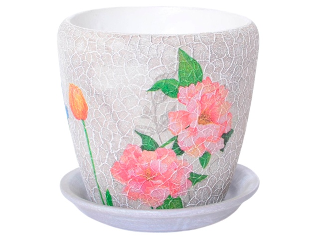 Горшок для цветов "Флоренция" с поддоном, D12см, H12см, керамика