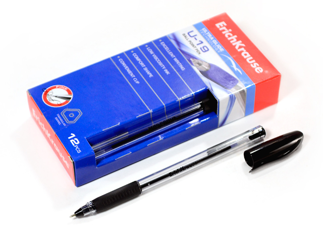 Ручка шариковая Erich Krause "Ultra Glide Technology U-19" 0,6 мм, корпус пластиковый, черная