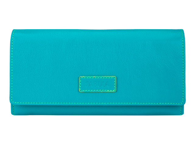 Портмоне женское Askent на кнопке/молнии, нат.кожа, бирюзовый
