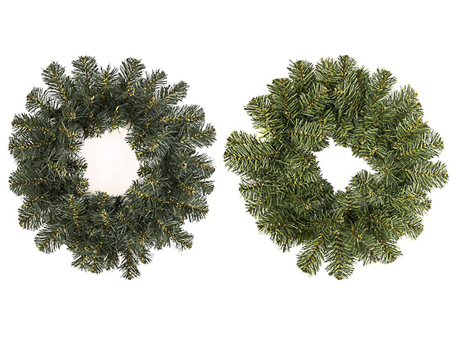 Венок декоративный, рождественский 40 см, ПВХ, зеленый