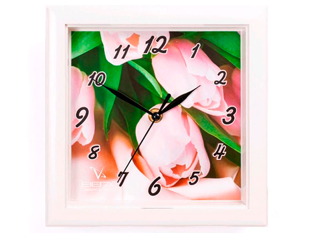 Часы настенные пластиковые П3-7-115 Тюльпаны