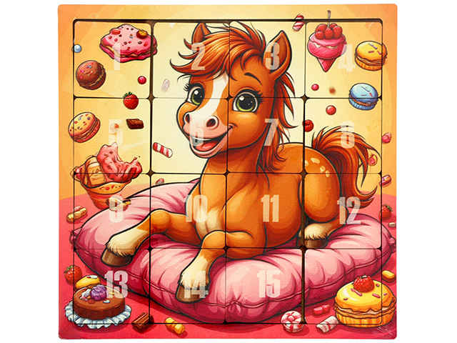 Головоломка "Пятнашки. Жеребенок со сладостями" 