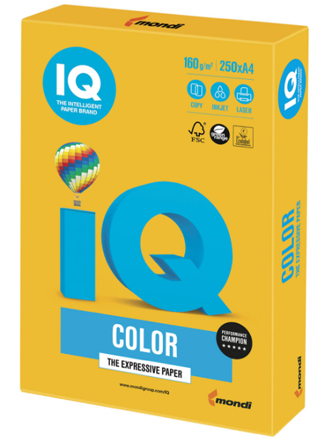 Бумага IQ Color intensive А4 160 г/кв. м 250 листов "Солнечно-жёлтый"