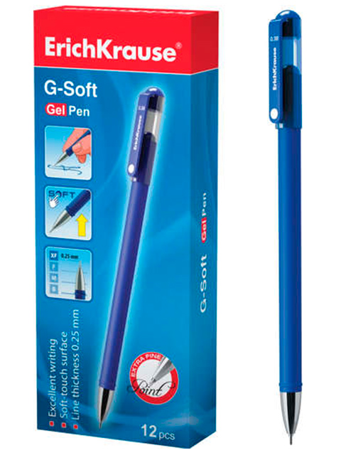 Ручка гелевая Erich Krause "G-SOFT" 0,38 мм, синяя