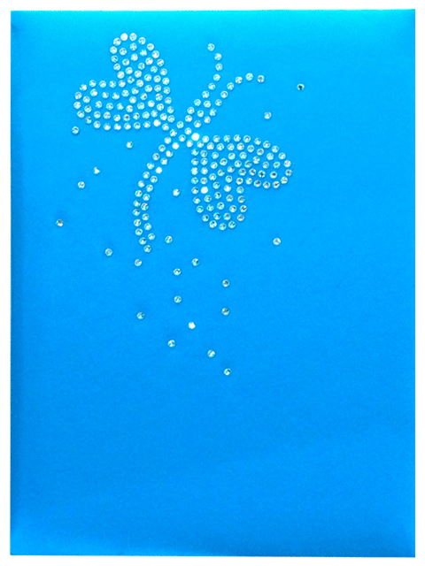 Записная книжка А5 160 листов клетка deVENTE "Butterfly on the blue" обложка искусственная кожа с поролоном, стразы, голубой