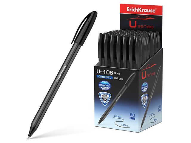 Ручка шариковая Erich Krause "U-108 Original Stick" 1,0мм, пластиковый корпус, черный