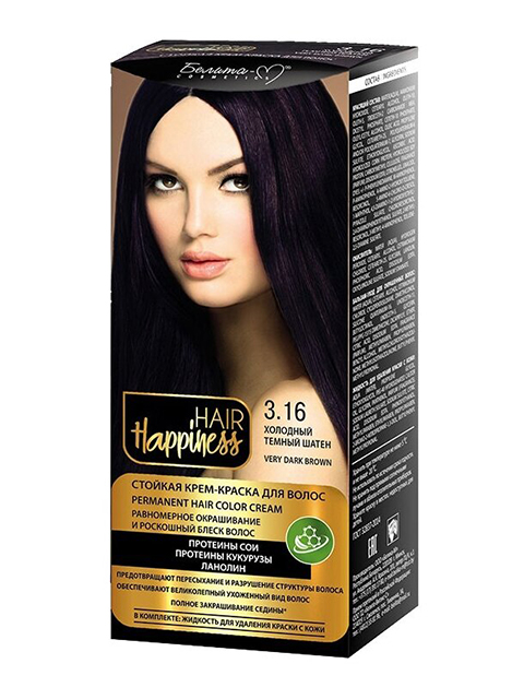 Крем-краска для волос HAIR Happiness 3.16 Холодный темный шатен