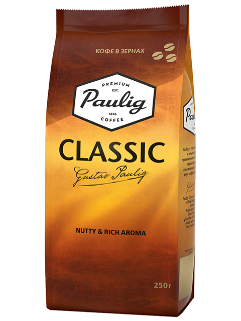 Кофе в зернах PAULIG "Classic" натуральный 250 г, вакуумный пакет