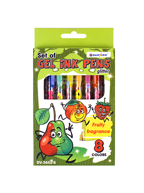 Набор гелевых ручек "Darvish" 8цв., с блесками, с ароматом фруктов, картон. упак