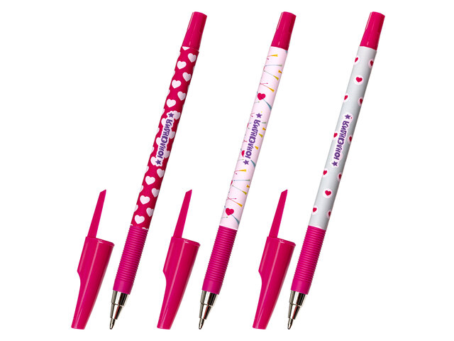 Ручка шариковая Юнландия "HEARTS", 0,7 мм, SOFT-TOUCH покрытие, синяя