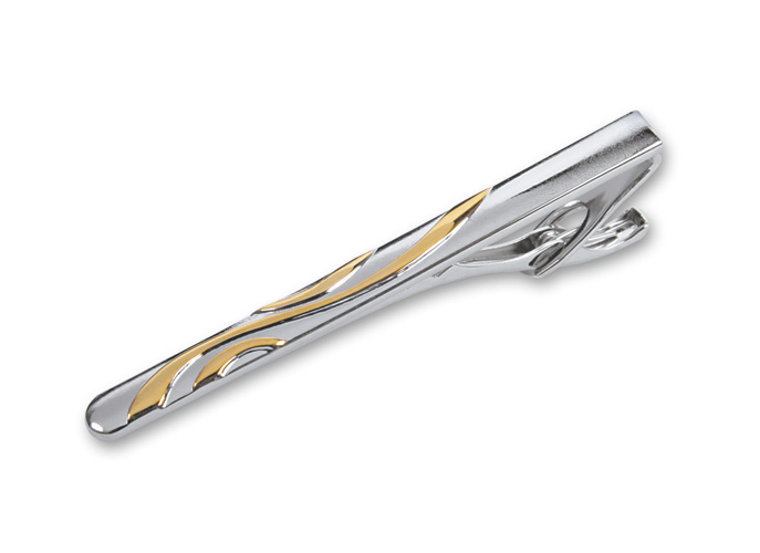 Заколка для галстука "S.Quire" 69 мм, никель, серебристо-золотистая