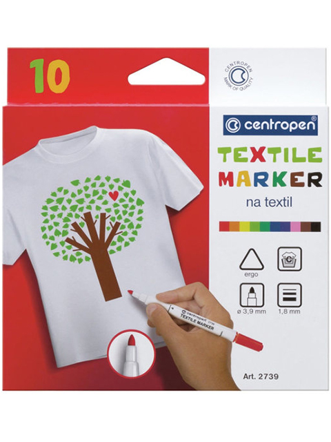 Набор маркеров по ткани "Centropen. Textile Marker" 10 цветов