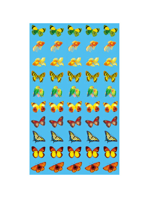 Наклейки-оценки "Бабочки" 50 шт на листе 9,5х16 см