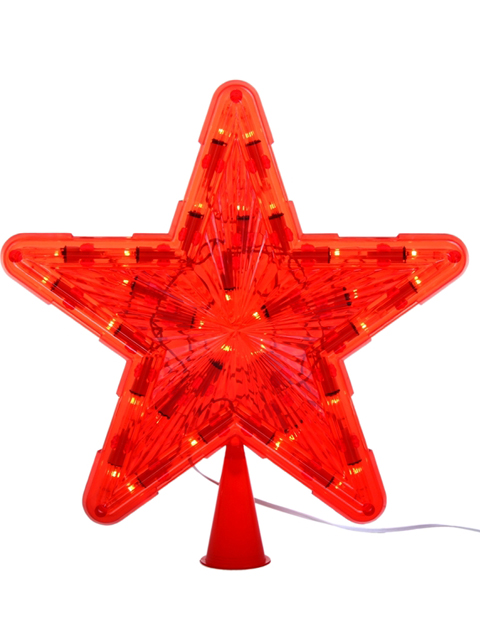Верхушка "Звезда красная елочная" 24х24см, 30 ламп, пластик, 240V 