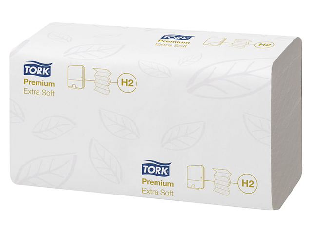 Полотенца бумажные TORK Premium Extra Soft, листовые, 2-х слойные, белые, 100л