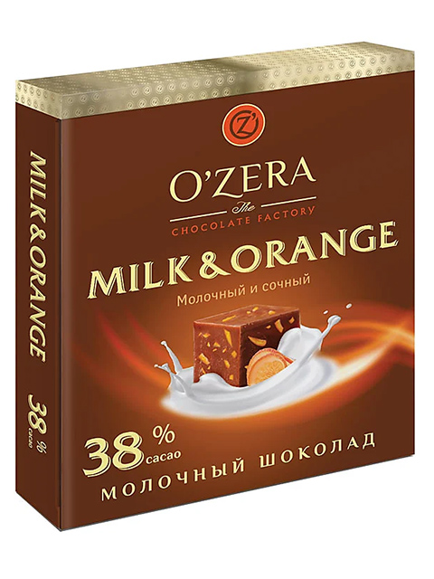Шоколад O`ZERA "Milk & Orange" 90 г, молочный