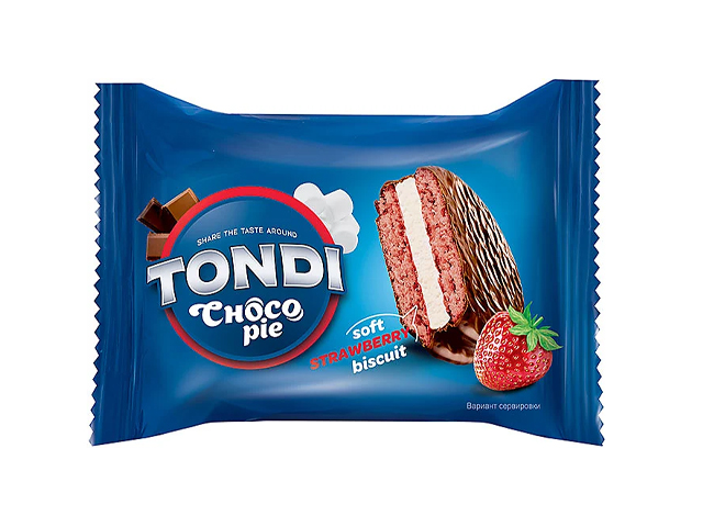 Пирожное бисквитное Tondi "Choco Pie" клубника 30г