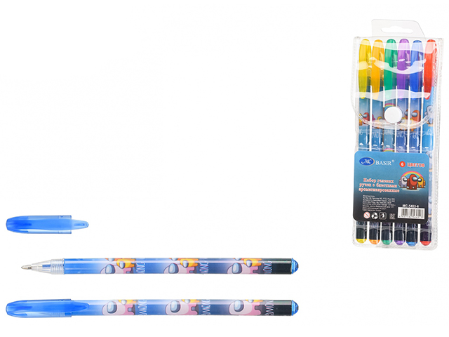 Набор гелевых ручек "Basir. Астронавты" ароматизир. с блестками, 6цв. в упак.